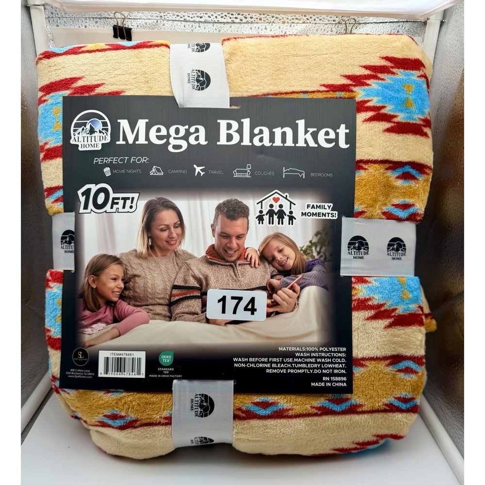 Altitude Home 10FT Family Mega Blanket Aztec Design Brand New